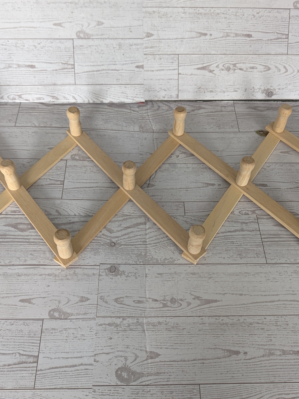 Natural Wood Expandable Peg Wall Rack - Home Wall Decor